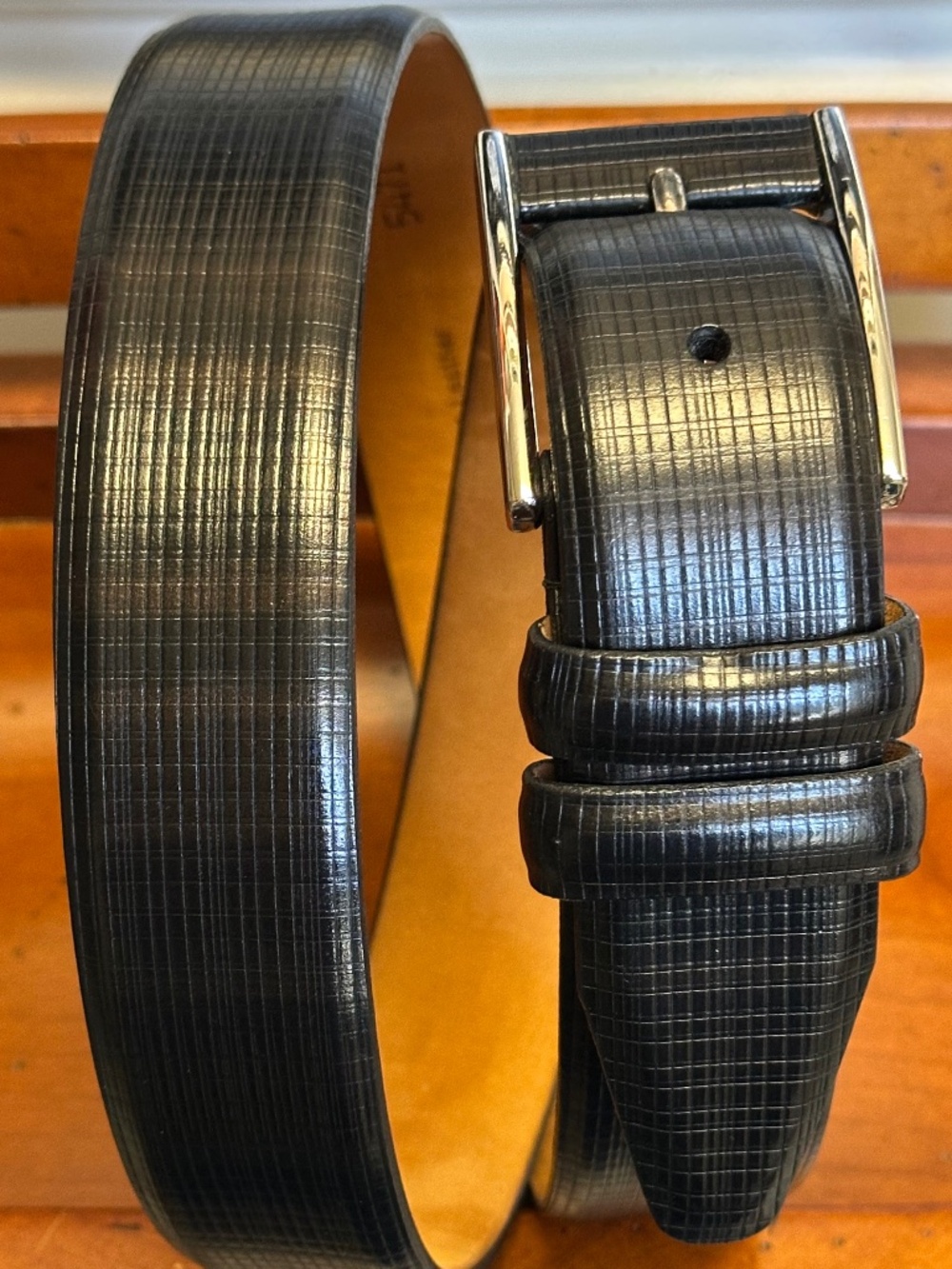 Remo Tulliani Cross-Hatch Pattern Leather Belt Mens SZ 36